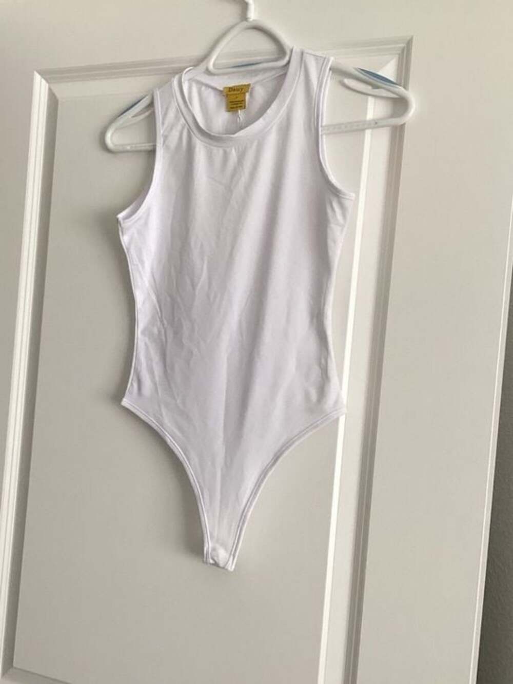 Daisy White Sleeveless Tank One-Piece Bodysuit - NWT - Size S
